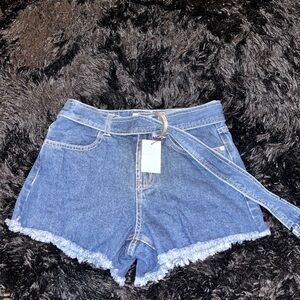 Forever 21 Blue Jean Shorts with Frayed Hem